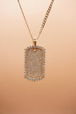 14K Solid Yellow Gold Round Diamond Dog Tag Men's Charm Pendant