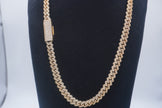 14K Yellow Gold Cuban chain with Lock 9.7ctw Genuine Natural Diamonds