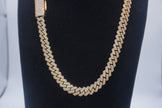 14K Yellow Gold Cuban chain with Lock 9.7ctw Genuine Natural Diamonds