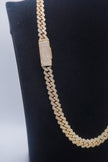 14K Yellow Gold Cuban chain with Lock 9.7ctw Genuine Natural Diamonds