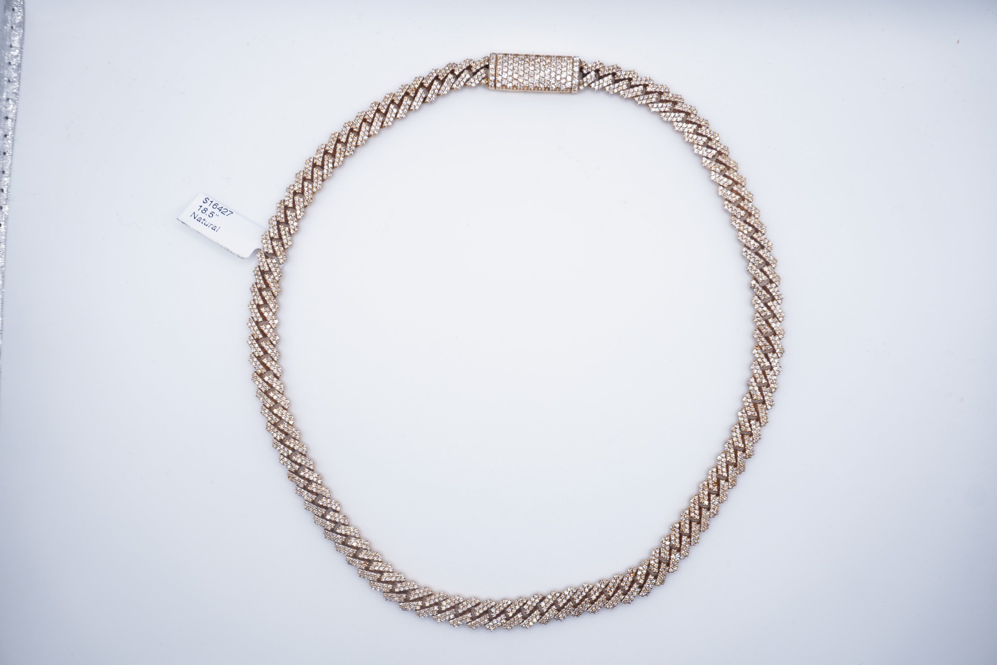 14K Yellow Gold Cuban chain with Lock 9.7ctw Genuine Natural Diamonds