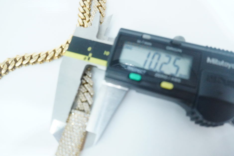 14K Yellow Gold Cuban chain with Lock 9.7ctw Genuine Natural Diamonds