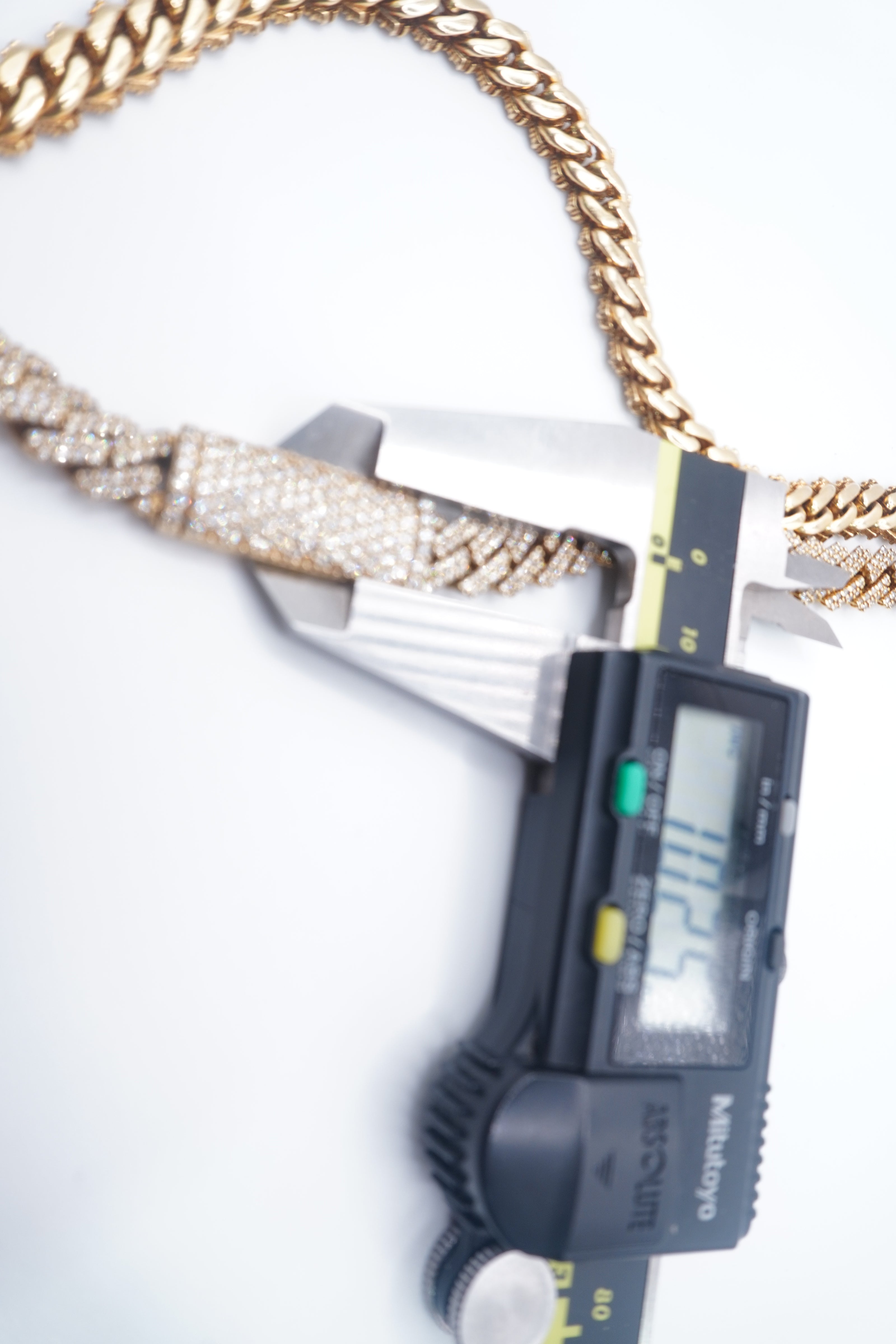 14K Yellow Gold Cuban chain with Lock 9.7ctw Genuine Natural Diamonds