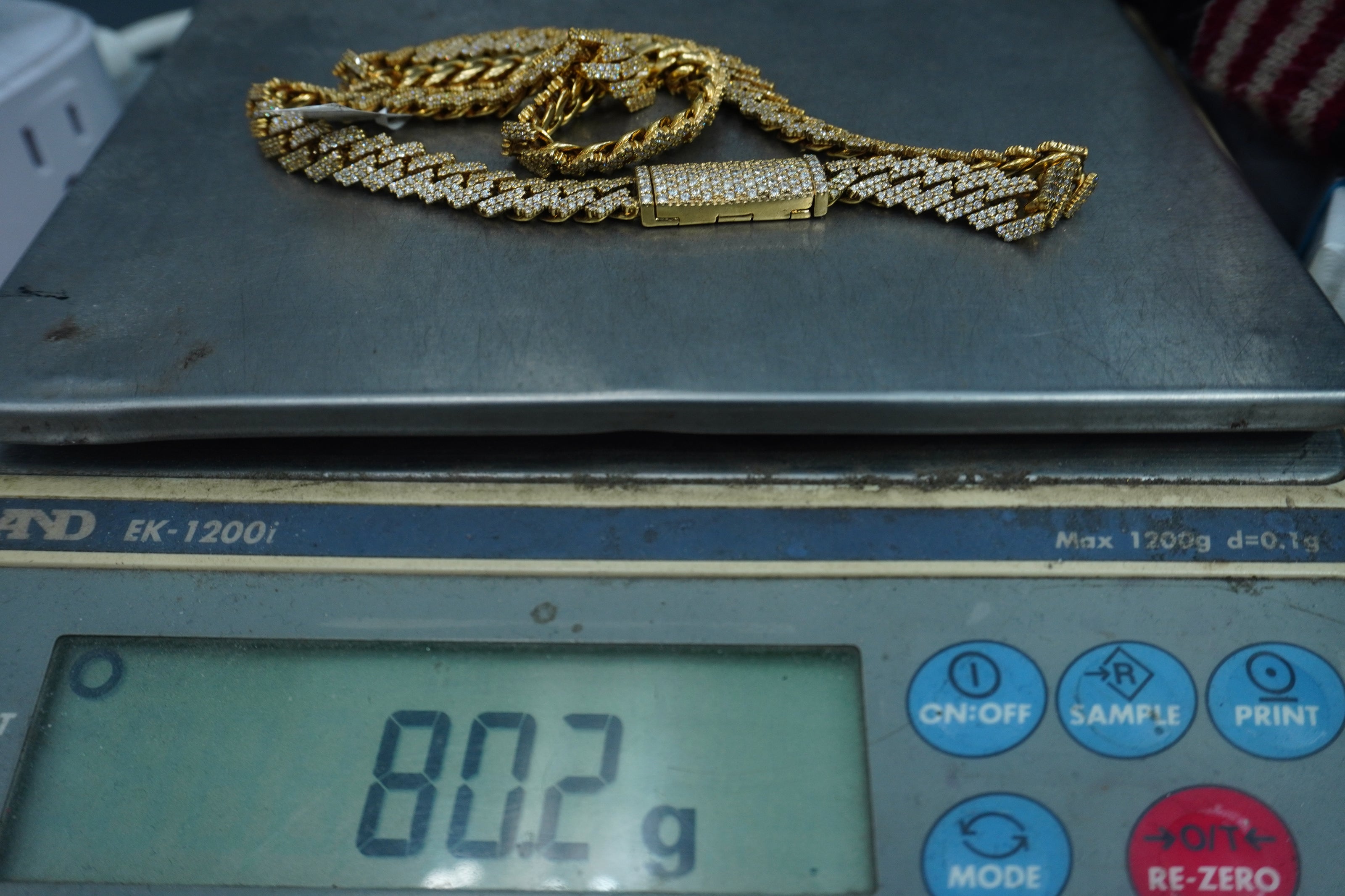 14K Yellow Gold Cuban chain with Lock 9.7ctw Genuine Natural Diamonds