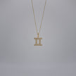 14K Yellow Gold & Natural Diamond Gemini Zodiac Sign Symbol Horoscope Pendant Charm