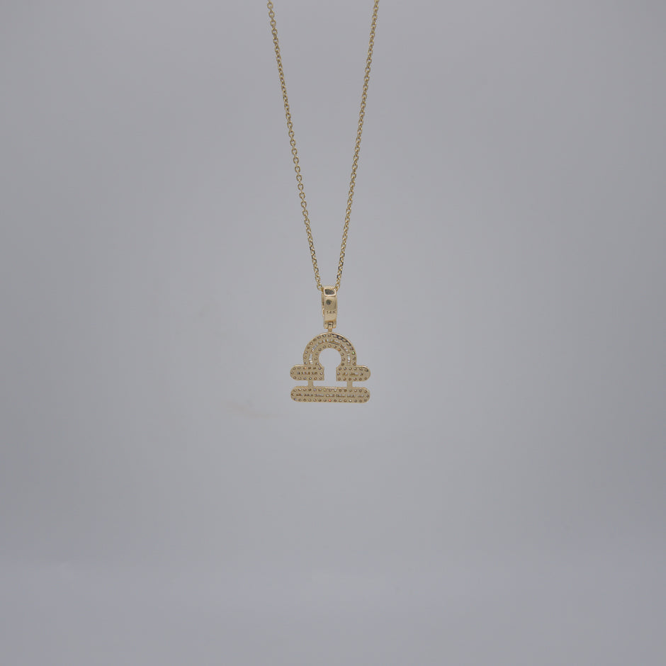 14K Yellow Gold & Natural Diamond Libra Zodiac Sign Symbol Horoscope Pendant Charm