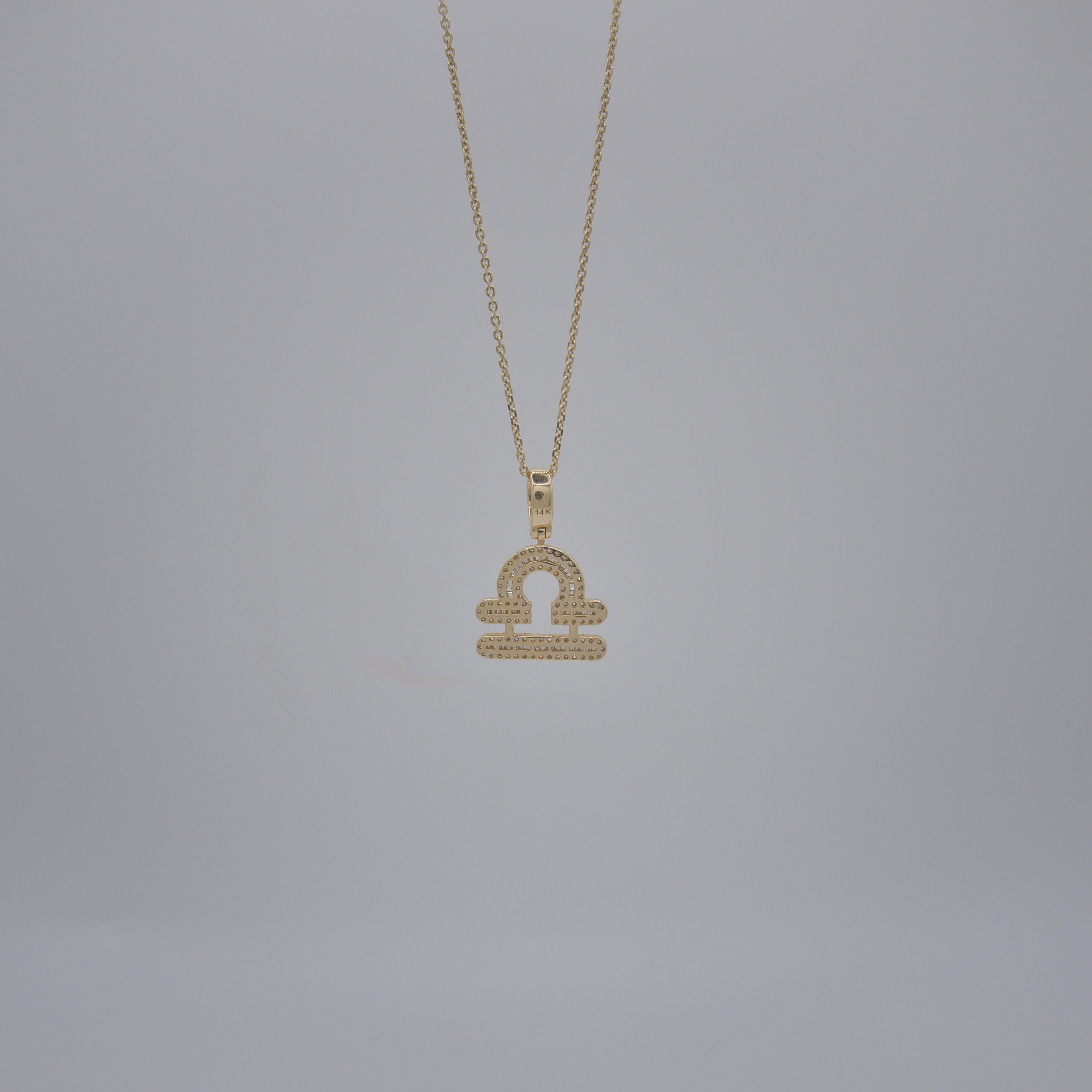 14K Yellow Gold & Natural Diamond Libra Zodiac Sign Symbol Horoscope Pendant Charm