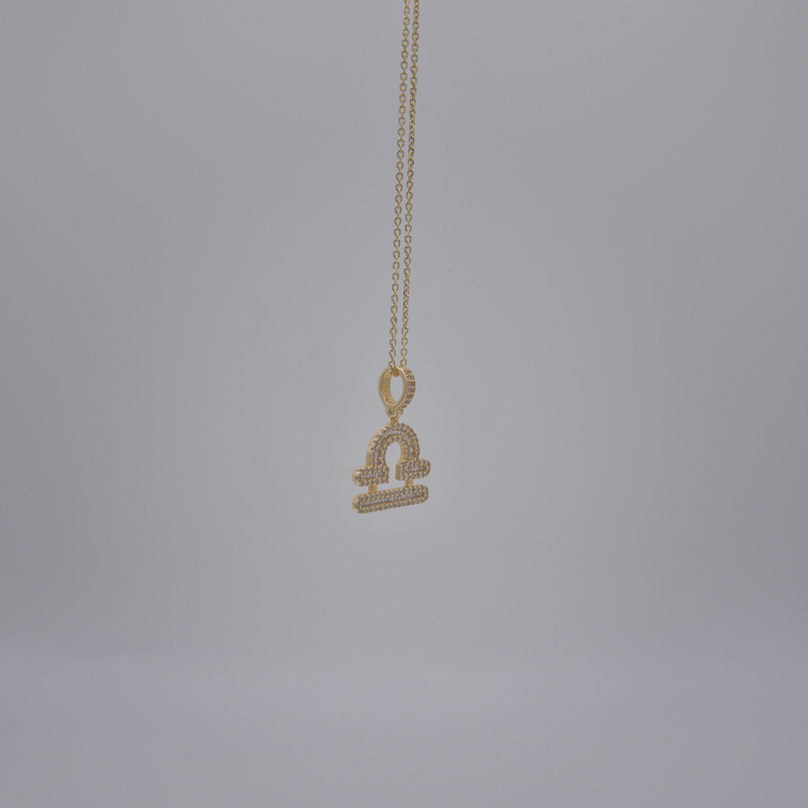 14K Yellow Gold & Natural Diamond Libra Zodiac Sign Symbol Horoscope Pendant Charm