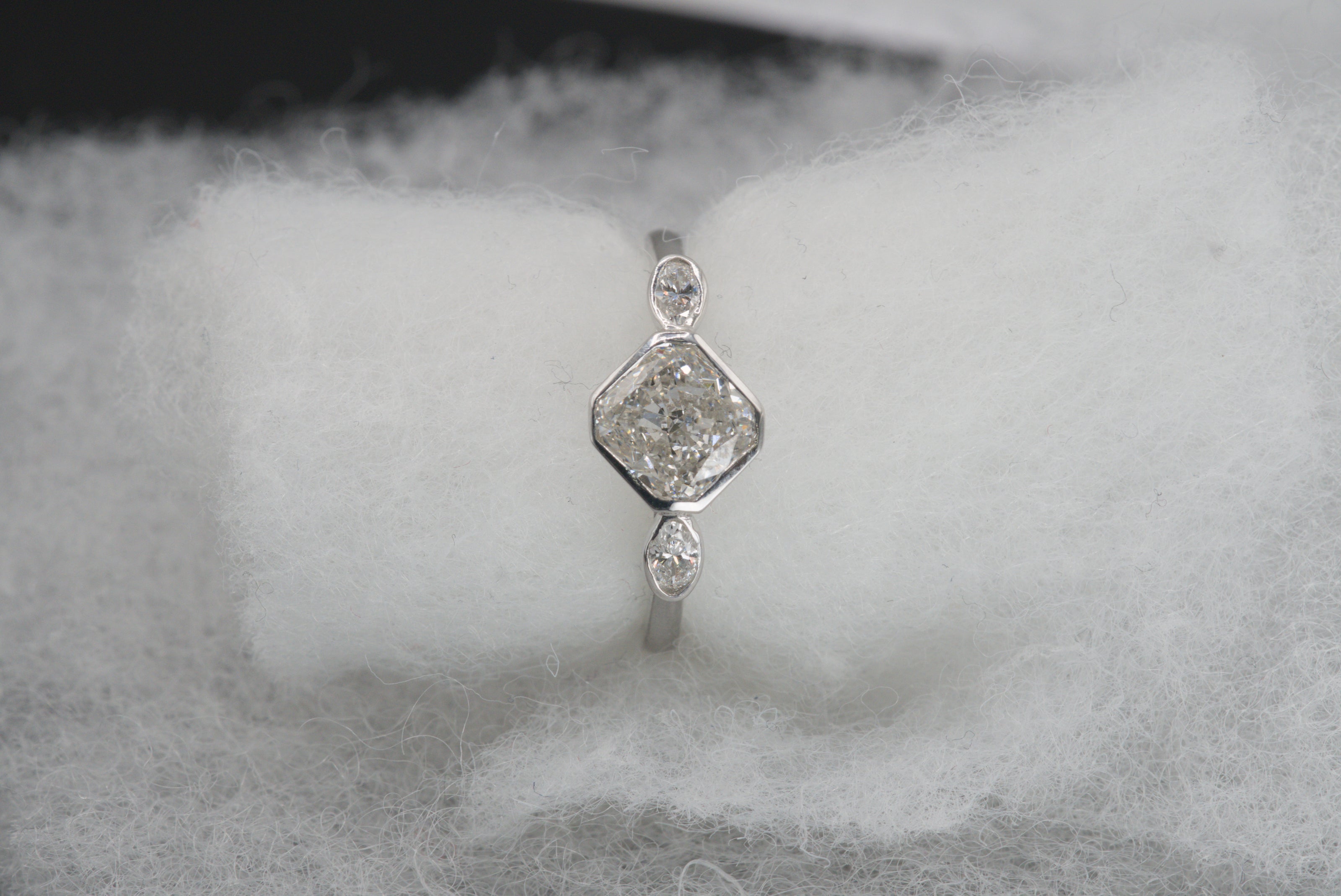 Luxe Cushion Cut Diamond Ring with Marquise Accents