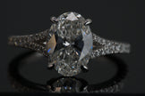 IGI Certified Oval Diamond Solitaire Split Shank Ring in White Gold